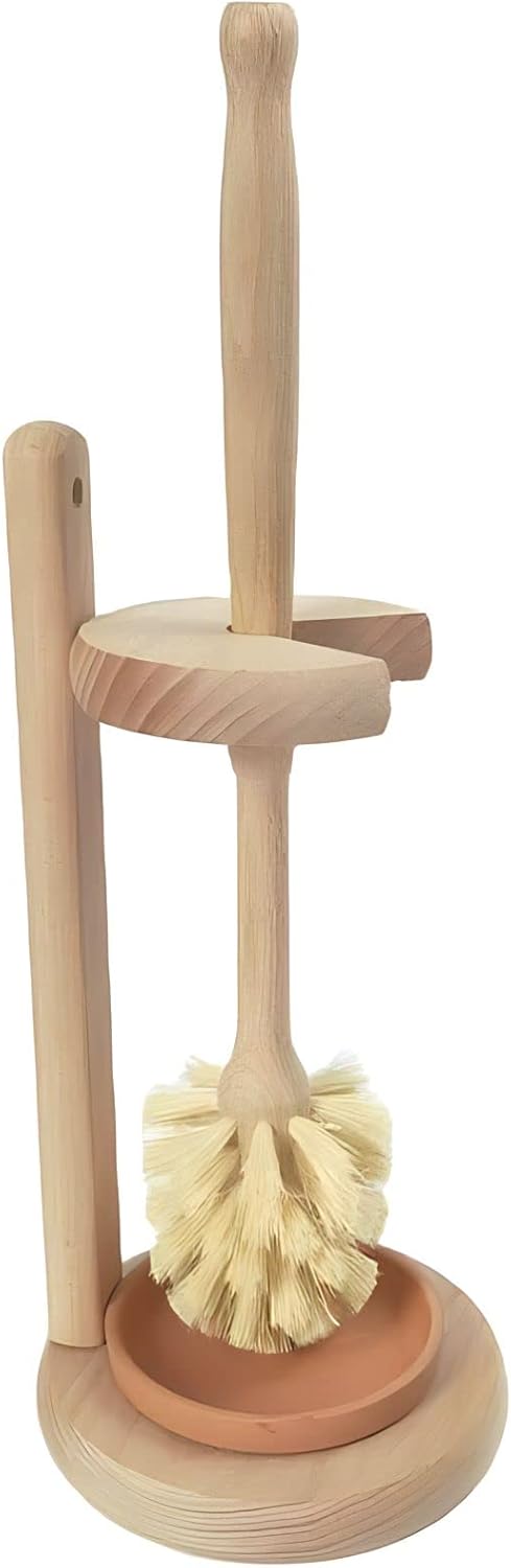 Amazon.com: Nacterra Beechwood Toilet Brush Stand with Tampico Fiber ...
