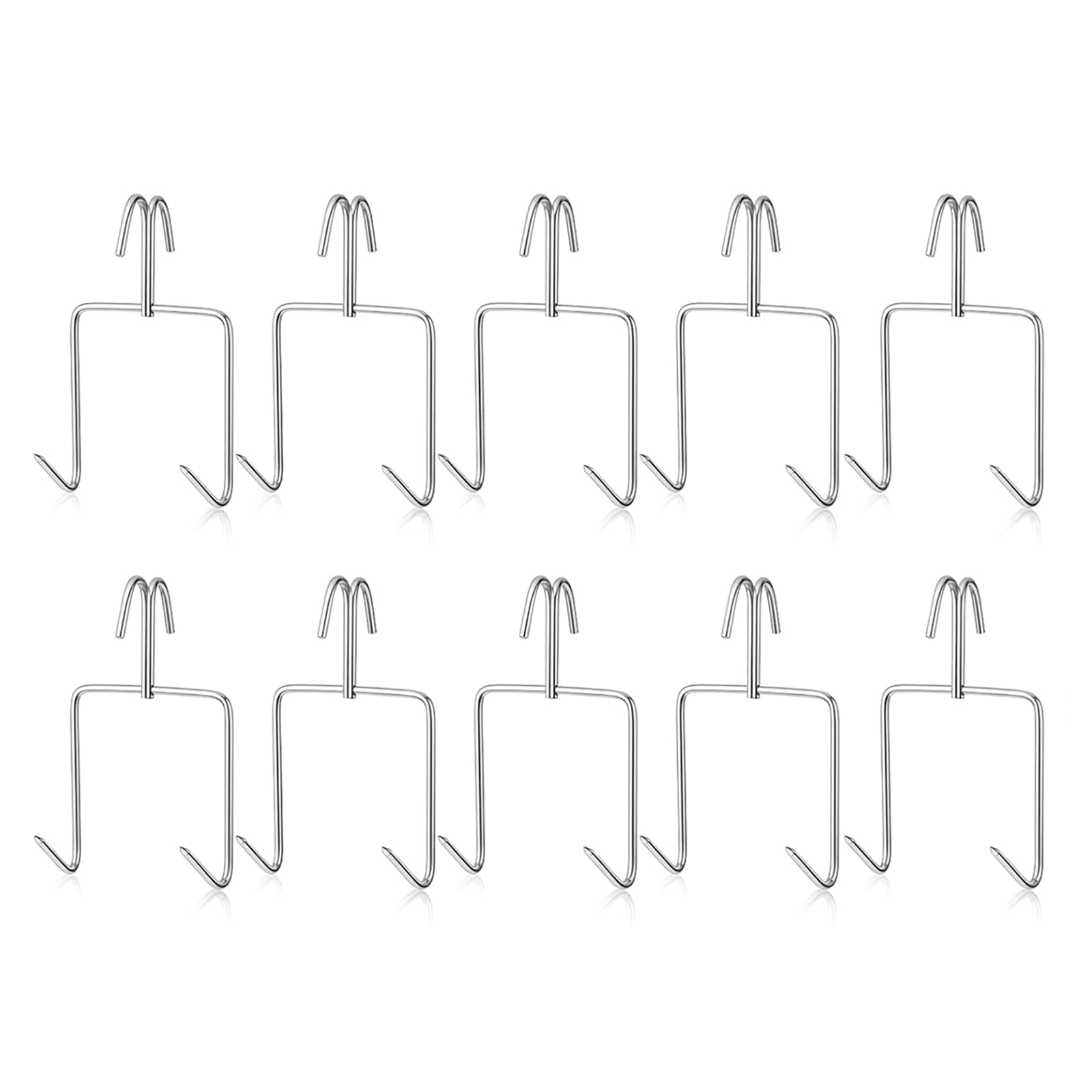 10 Rustproof Steel Meat Hooks, Heavy Duty Barbecue Smog Sausage Hangers Heavy Duty Hangers with Double Prong Design