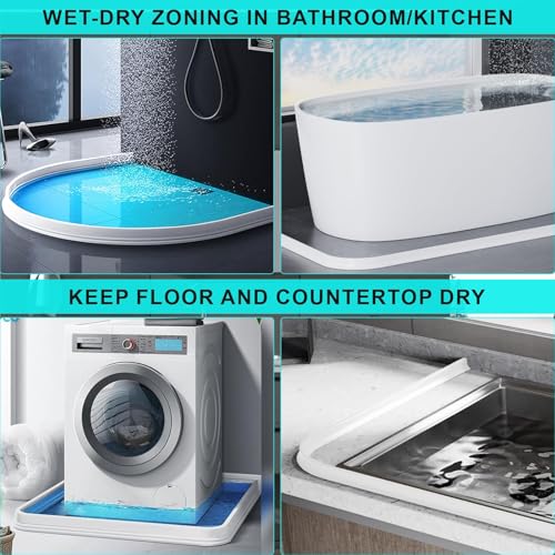 Image of Hi-Na 3ft /5ft /6ft /8ft10ft Collapsible Shower Threshold Water Dam Watei Barrier for Shower and Water Stopper Keeps Water Inside Water Threshold for Wet and Dry Separation (8ft)