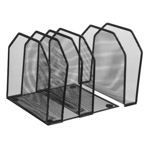 STOBOK Vertical File Organizer Metal Mesh Desktop Storage Rack for Office Classroom Home Study Section Letter Tray for Efficient Document Organization and Space Optimization