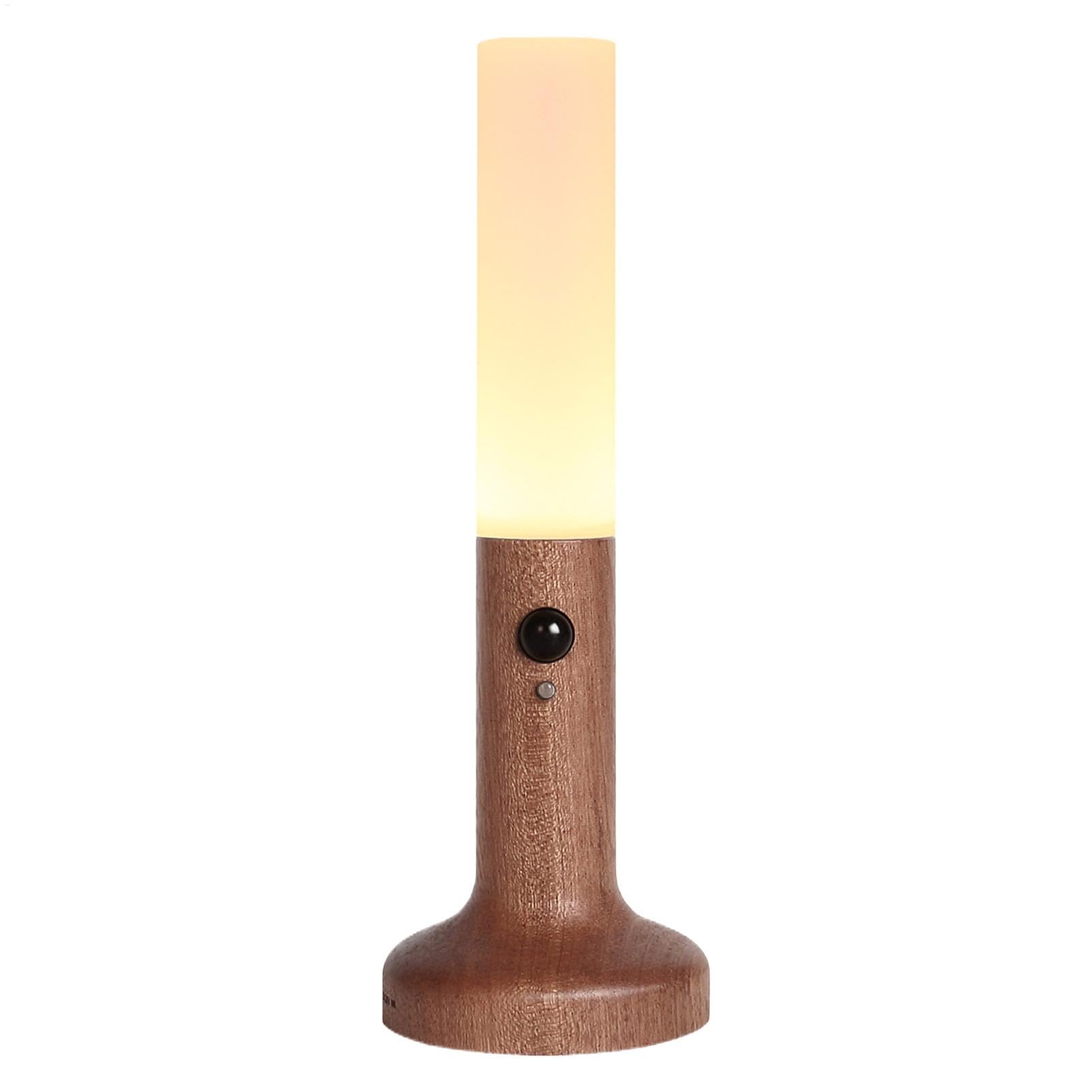 Ylnailky Hallway Night Light Motion Sensor - Magnetic Motion Light with Wooden Base - Indoor Lighting Cordless Bedside Table Lamp 3000K for Hallway Bedroom Porch