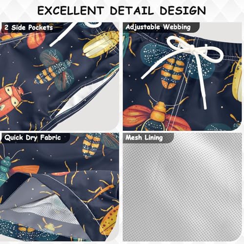 Pigsaly Boys Swim Trunks Animal Colorful Bugs Herb Boys Board Shorts Swimsuit Swimwear Summer Bathing Suit XS3