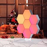 Yescom APP Control 7 Pack Smart LED Light Panels Hexagon Smarter Plus Kit Works Alexa, Google Assistant Hexagonal Modular Voice Music Control Dynamic Lamp for Gaming Setup Bar Bedroom Party Decor