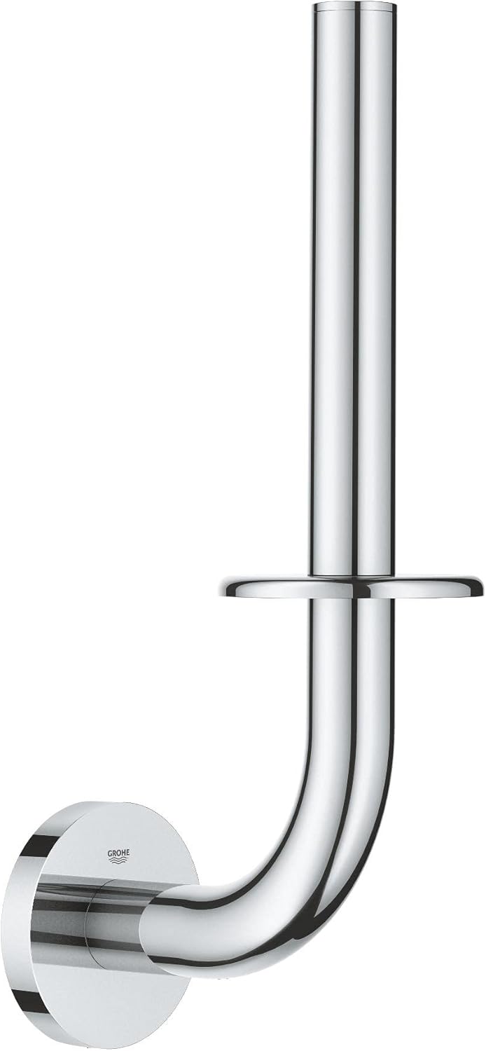 GROHE Start QuickFix Spare Toilet Roll Holder (Metal, Wall Mounted Concealed Fastening, Including Screws and Dowels, Extra Easy to Fit with GROHE QuickGlue), Size 232 mm, Chrome, 41186000