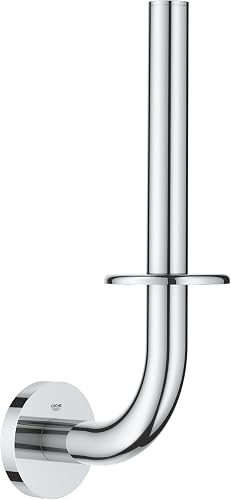 GROHE Start, Toilettenpapier Reserverollenhalter, ohne Bohren (zur Aufbewahrung von Reserverollen, zum Kleben oder Bohren, mit Schrauben & Dübel, Kleber separat kaufen), rund, chrom, 41186000