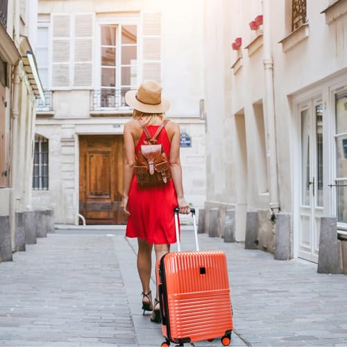 World Traveler Dejuno Tonal Lightweight Polycarbonate Hardside Expandable Spinner Luggage Suitcase with TSA Lock, Coral, 2-Piece Set(20in,28in)2