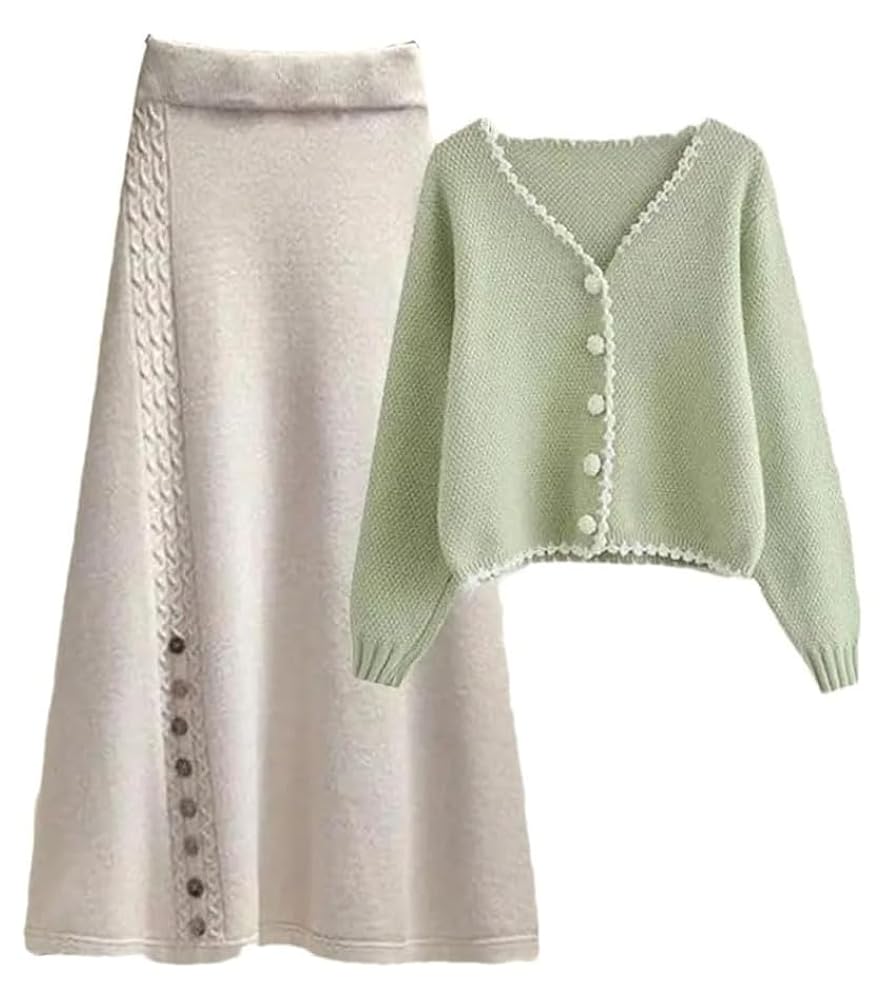 人気☆ODD ONE OUT☆Flower deco knit cardigan skirt set☆2色 $_57.PNG?set_id=880000500F