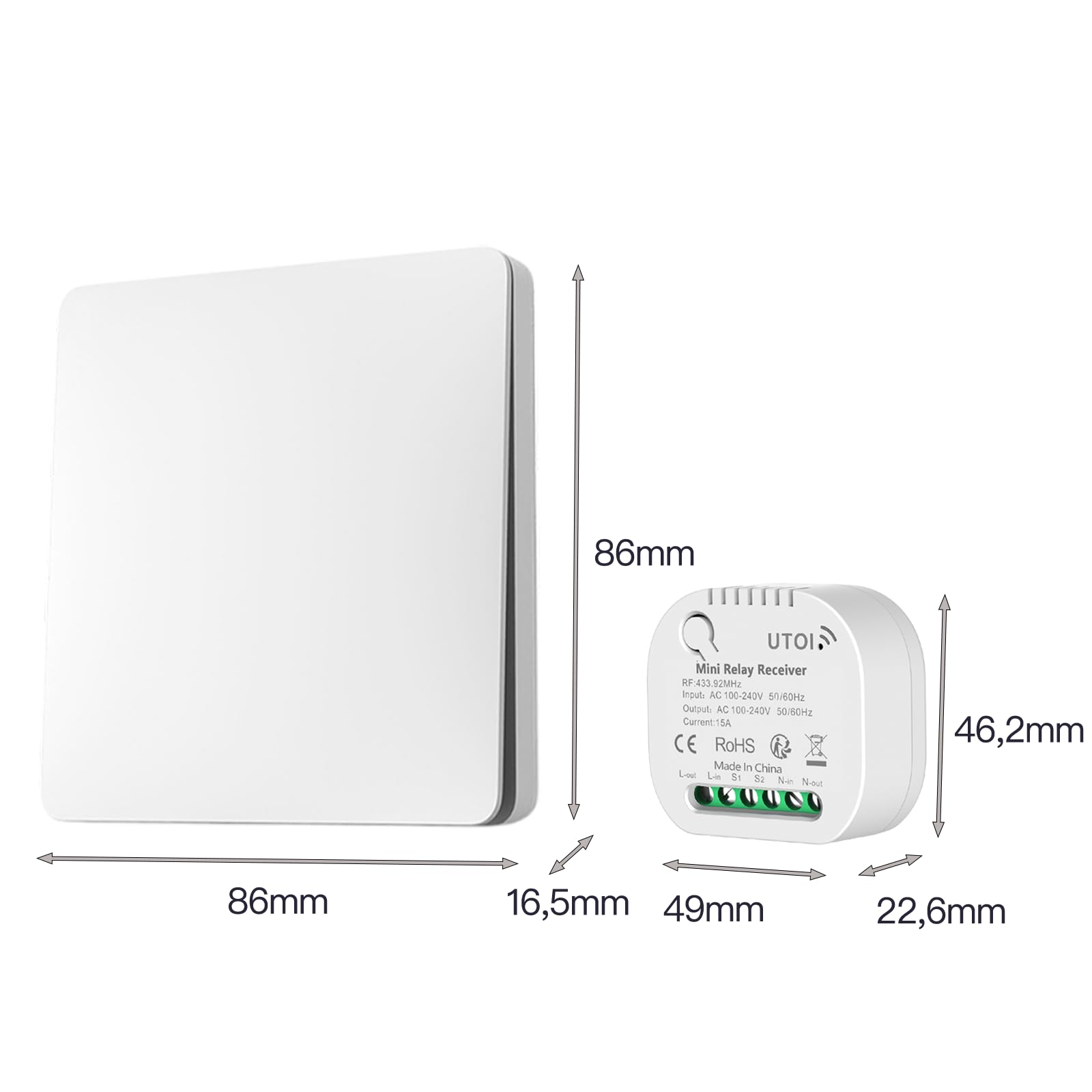 Interruttore Wireless Con Telecomando - Controllo Luci A Distanza Fino A 50m, Facile Installazione - Foto 7