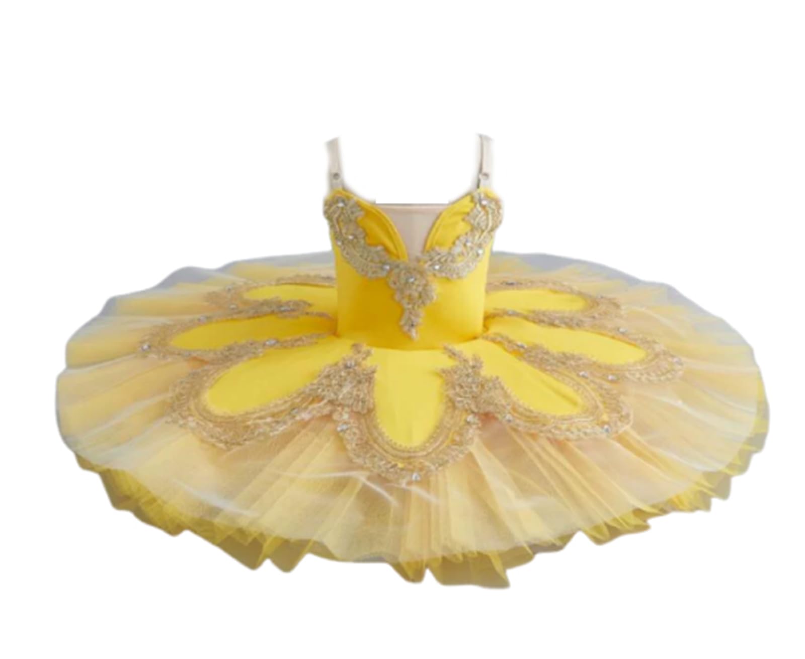 Abito da Spettacolo di Danza Classica per Bambine, tutù da Pancake con Piatto da Balletto, Abito da Competizione per Feste di Ballerine per Bambini