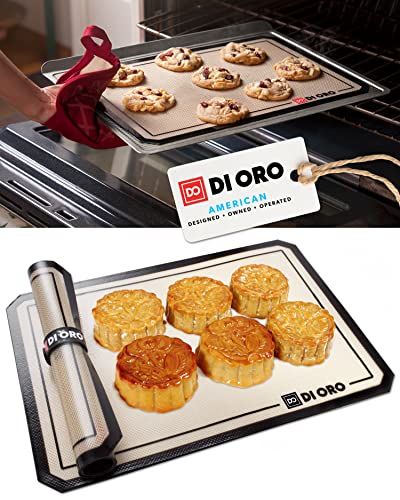 DI ORO® Antihaft-Silikon Backmatten - 250°C hitzebeständige Silikon - Spülmaschinenfest & leicht zu reinigen - BPA-frei und LFGB-Zertifiziert - Profi Backunterlagen & Backfolien (42 x 30cm) Cover