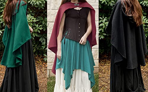 maxToonrain Mittelalterliches Kostüm mit Kapuze, Nordritter, Renaissance, Kapuzenumhang, Vintage, Gothic, Hexe, Zauberer, viktorianisches Halloween-Kostüm (braun, 90 cm, Damen)