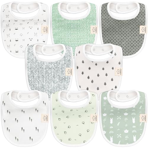 Image of 8-Pack Organic Baby Bibs for Boys, Girls - Soft Cotton Drooling and Teething Baby Bibs, Baby Girl Bibs, Baby Boy Bibs, Baby Drool Bibs for Baby Girl, Boy, Newborn Infant Bibs(Nordic)