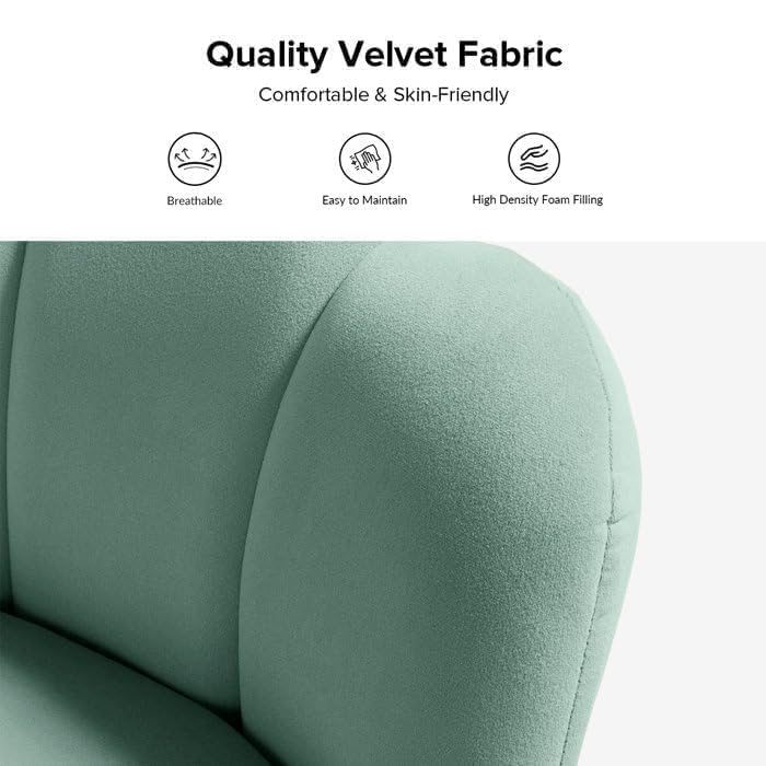 Image of Wooden Velvet Shell Accent Chair, Upholstery, Gold Metal Legs, Channel Tufted Design, Barrel Chair for Living Room, Drawing Room, Bedroom, & Office (Sky Blue)