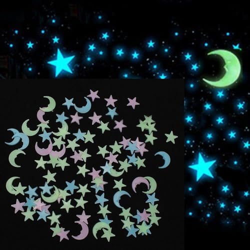 Glow in The Dark 100pcs/Set Estrellas Luna 3D Stickers PVC miniatura 6