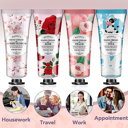 BESNEL 6 Pack Plant Fragrance Hand Cream, Moisturizing Hand Care Cream Gift Set,Mini Hand Lotion Travel Size in Bulk,Gifts for Women,Mom,Sister,Yourself-6 Different Scented/30ml - Thumbnail 5