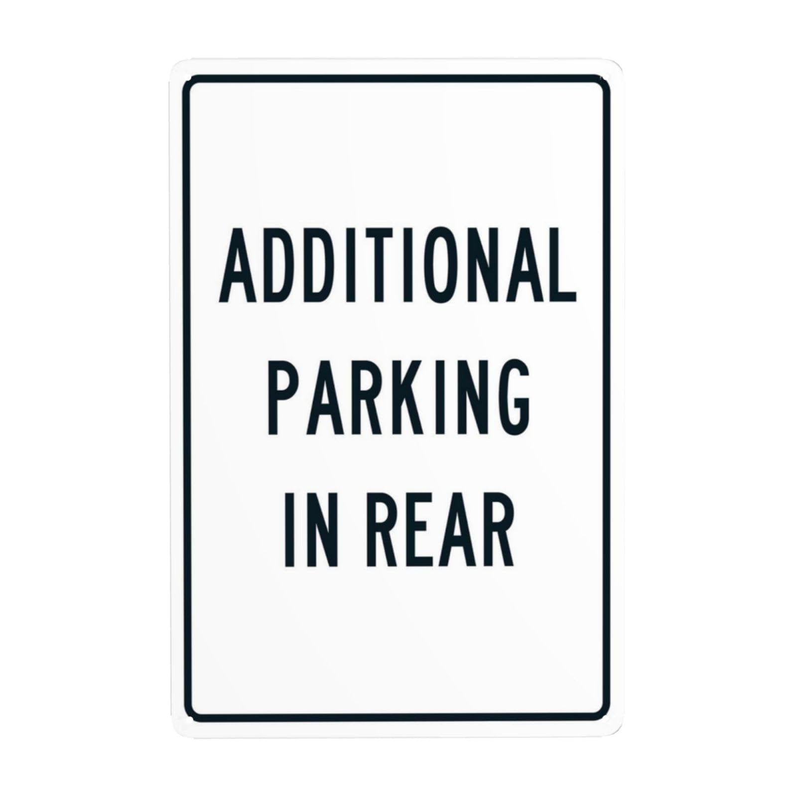 SMAZDFXX Additional Parking In Rear Sign Metal Signs, Cautions Security Tin Sign, Parking Lot Safety Warning Posted Signs, Perfect for Street Business and Home Wall 5.5"x8"