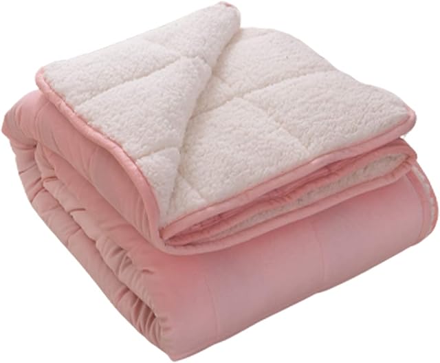 CHARKHAH Sherpa Fleece Weighted Blanket for Children Adult Ultra Soft Sleep Aid Reduce Stress Insomnia Anxiety Relief Heated Throws for the Sofa Single Double King Size Beds (Single - 4.5 kg, Pink)