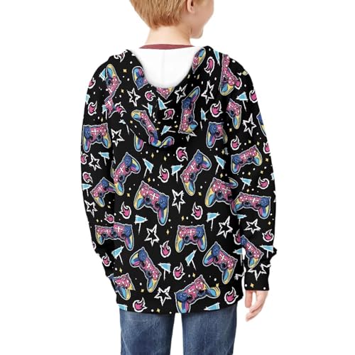 Boys Girls Hoodie Graphic Jacket Long Sleeve Youth Sweatshirt Full Zip Coat with Hood Spring Fall Winter4