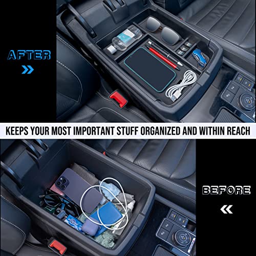 TOPINSTALL Center Console Tray Compatible with 2018-2023 VW Atlas/Atlas Cross Sport 2020-2023, Console Organizer Armrest Storage Insert ABS Material Interior Accessories