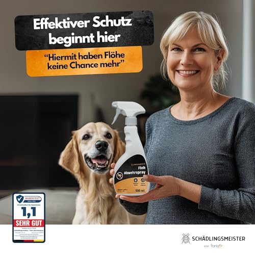 Schädlingsmeister Floh Abwehrspray - 500 ml - Flohspray für Wohnung und Möbel - Schutz mit Eukalyptus & Chrysanthemum-Extrakt - Flohmittel für Wohnung - Flöhe bekämpfen - Floh Spray - Made in Germany