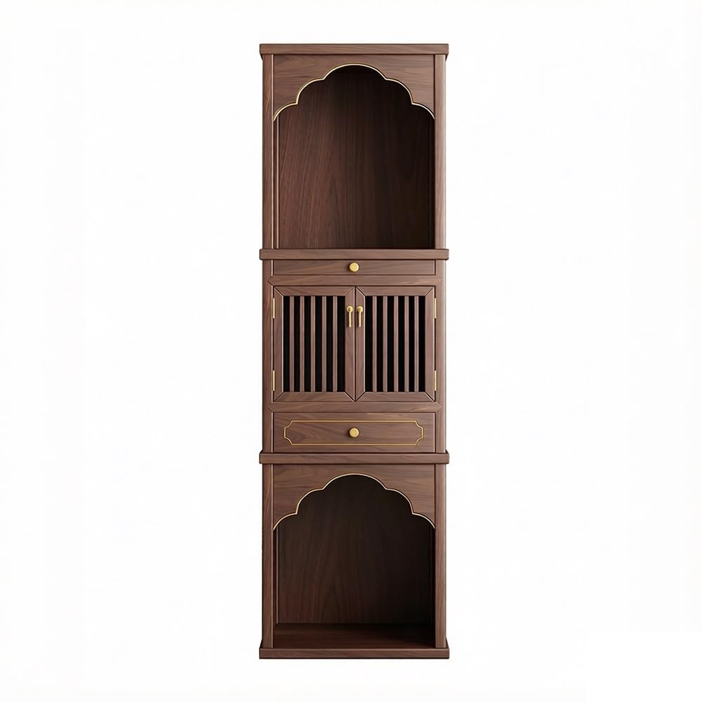 ZZlei2yu-12 buddhist altar shelf Three Tiered Solid Wood Shrine Cabinet Spiritual Display(Bruin,Large)