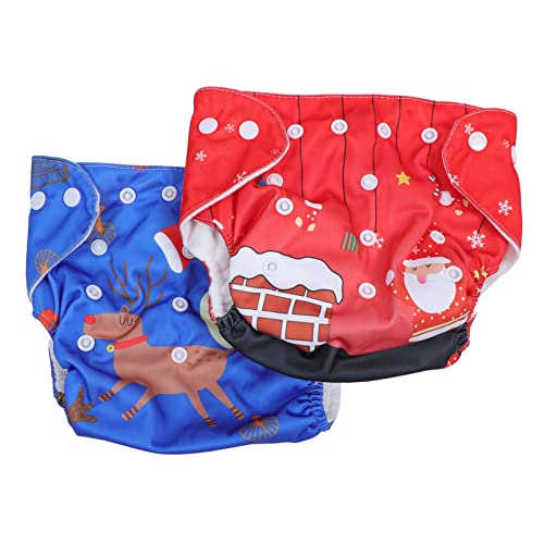ERINGOGO 2pcs Christmas Cotton Baby Training Pants Leakproof Newborn Diapers Breathable Adjustable Briefs for Boys/Girls