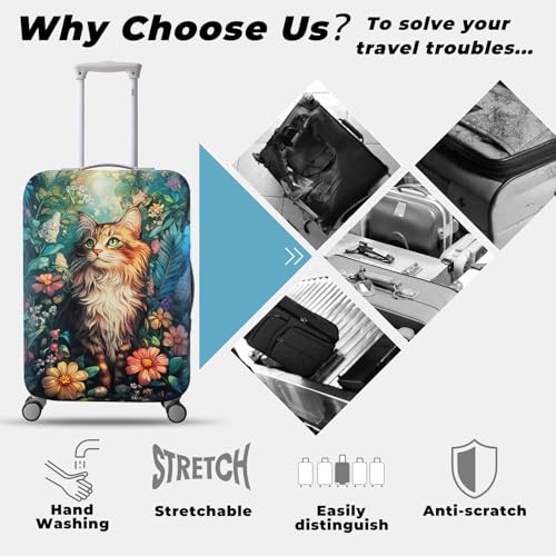 Luggage Cover for Suicase, Washable & Stretchable Suitcase Cover, Anti Scratch Personalized Suitcase Protectors, Approved Travel Baggage Covers for 26-28 Inch Luggage(L)4