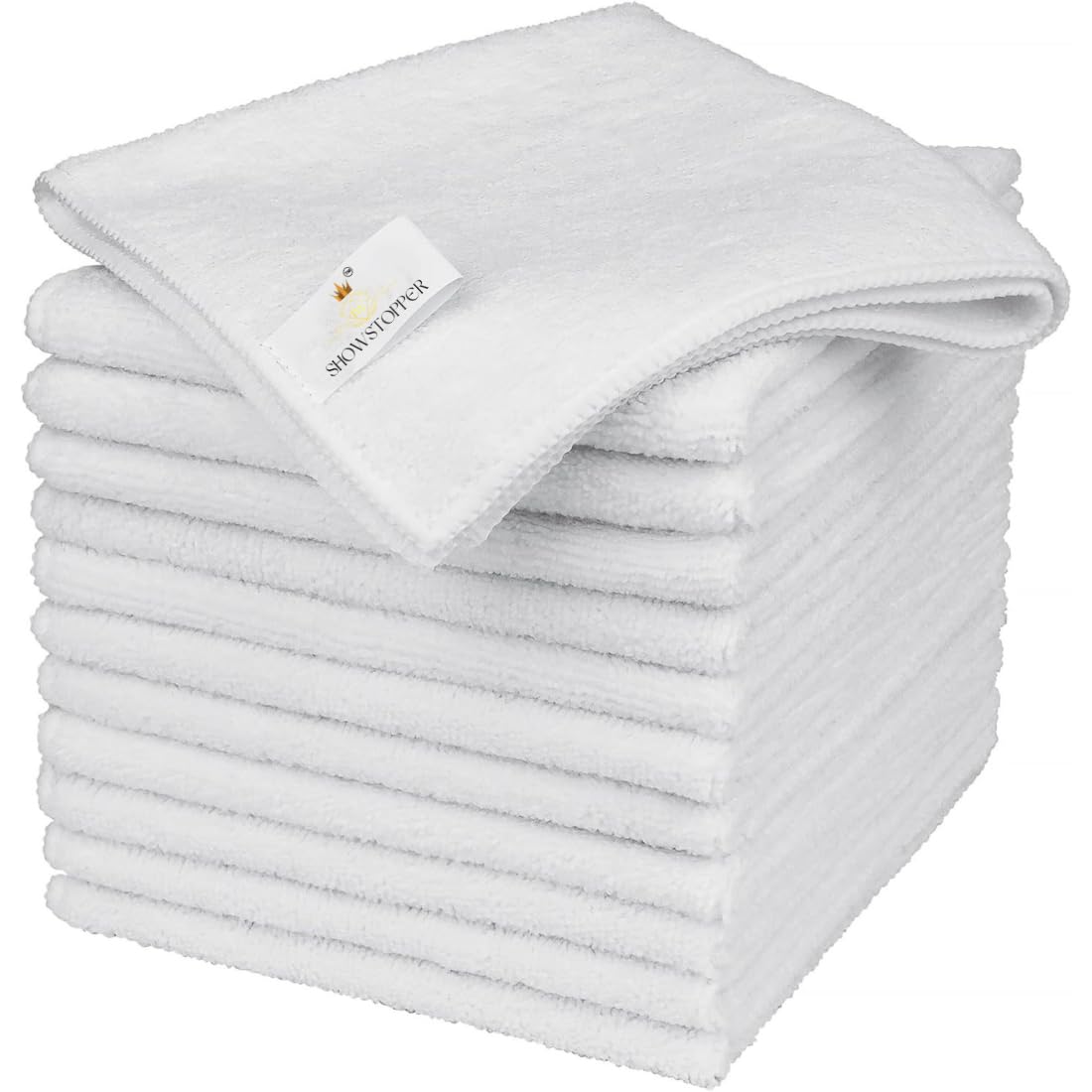 Showstopper Microfiber Cleaning Cloths for Kitchen & Home – White, Pack of 10, 40x40cm, 250 GSM, Ultra Soft, Streak-Free, Lint-Free, Washable Kitchen Towel, Dusting Cloth and Car Cleaning Cloths-image-49