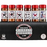 THE TAILGATE FOODIE 8pc Grill Essentials Gift Set with 6 Secret BBQ Seasonings for Ribs, Pork, Brisket, Chicken, Fish, Steak