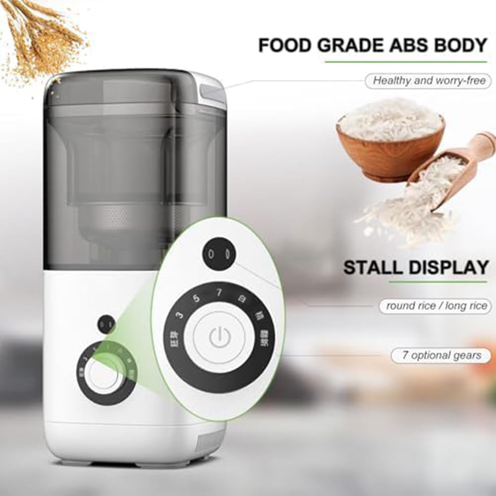 Macchina elettrica per riso, separatore da 300 W con 7 marce per fresatura di precisione, capacità 480 ml, produce riso in 3 minuti, ideale per uso domestico