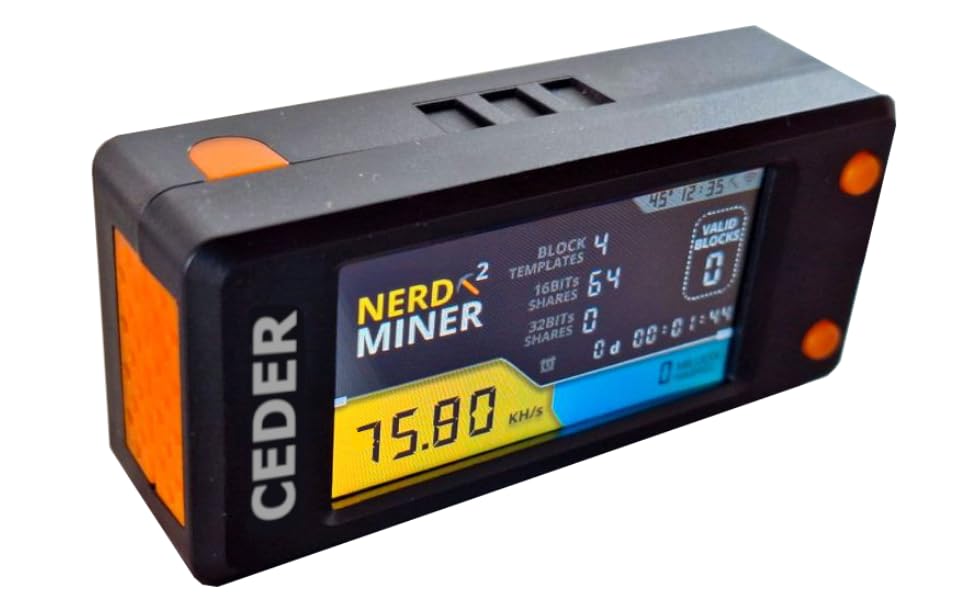 CEDER - Nerdminer V2 Mining Bitcoin BTC Miner Lightweight BTC Nerd Miner Fully Assembled (Lottery Miner) (T-Display)