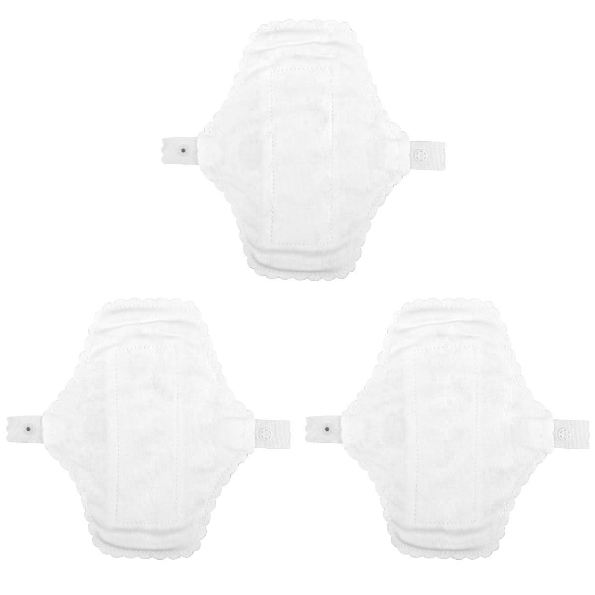 TIDTALEO Reusable Sanitary Towels Cotton Pads 3pcs 18cm Washable Menstrual Cloth Panty Liners with Lace Edge for Women