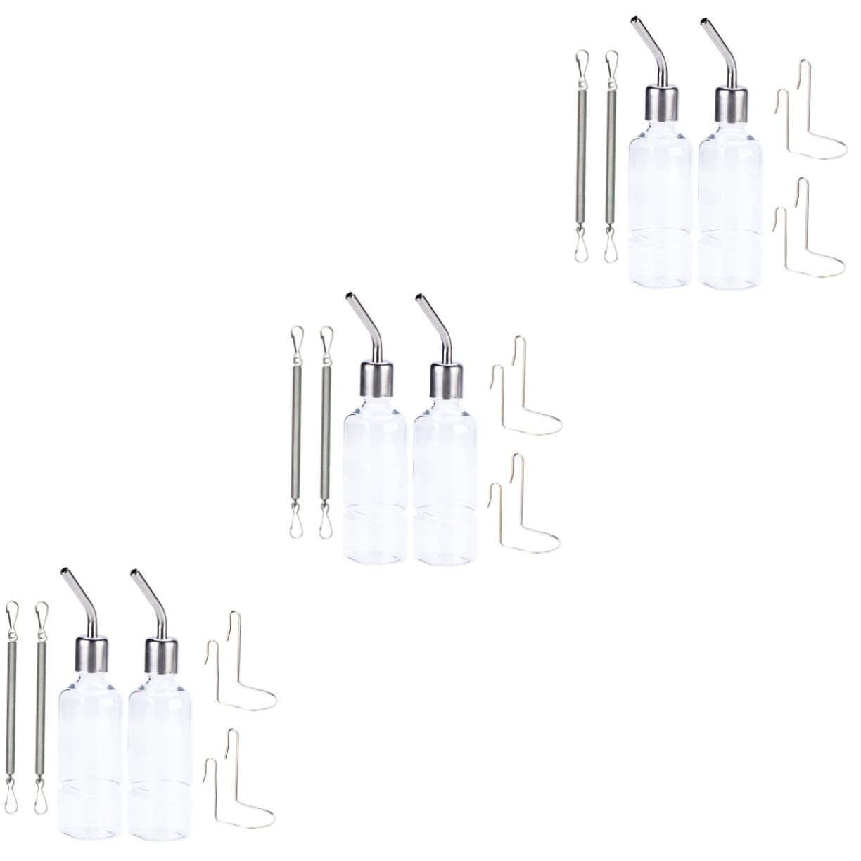 6piezas Botella De Agua para Mascotas Diseño Colgante Bebedero para Hámster Conejos y Cobayas Fabricada y Inoxidable Sistema Antigoteo y Fácil Instalación Pack