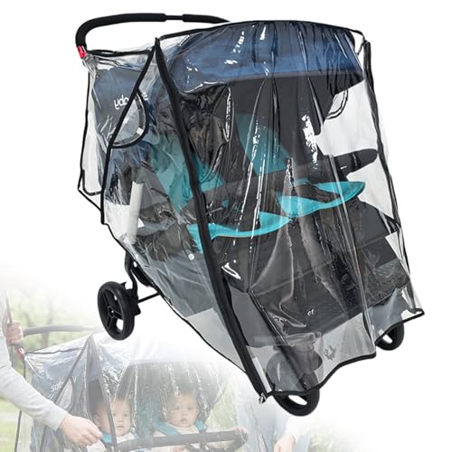 Habillage Pluie Poussette Double, Universelle Protection Pluie Poussette Double, Protection Pluie Poussette Universelle, Housse de Pluie Universelle pour...