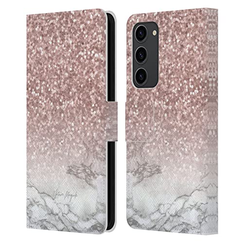 Coque portefeuille Samsung S23+ 5G anti-choc marbre rose avec porte-carte