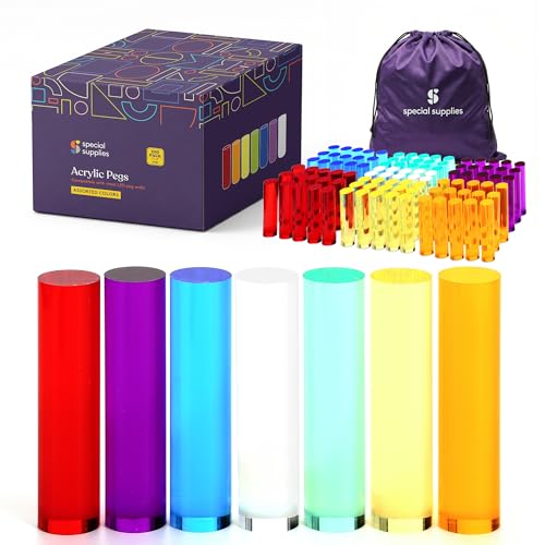 Special Supplies Set of 100 LED Light Peg Board Replacement Pieces for Kids LED Peg Wall Colorful Illuminated Pegs for Creative Play and STEM Learning- 1 x 4