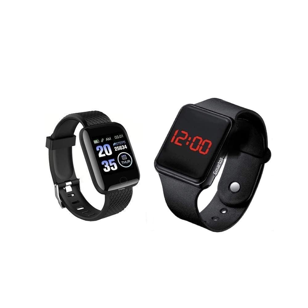 Emartos Bluetooth Bracelet Fitness D116 Tracker Smartwatch Heart Rate Blood Pressure and Led Band for Kids Birthday Gift - Pack of 2 (No Charger Available) (B0C6MPNPRC) Amazon Price History, Amazon Price Tracker