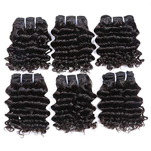 Tissage péruvien ondulé pas cher cheveux humains Chisu court 6 pouces Remy