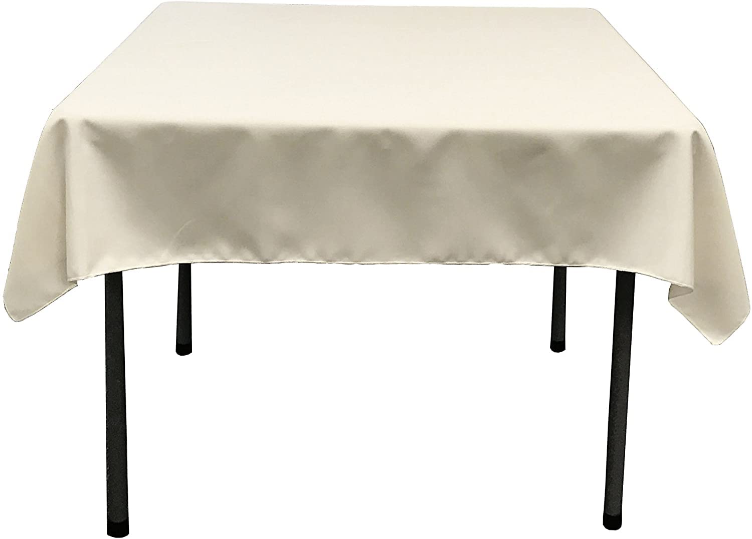 LA Linen Polyester Poplin Square Tablecloth, 52 by 52-Inch, Ivory