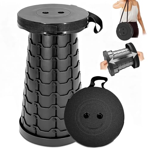 折りたたみ椅子 伸縮式 アウトドアチェア 折り畳み式 キャンプ椅子 キャンプスツール 軽量 防水 持ち手付き 持ち運び便利開閉 耐荷重200KG 釣り/観戦/花火大会/屋内/屋外用 (ブラック) [並行輸入品]のサムネイル