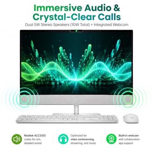 Image of Dell 24 All-in-One Desktop Computer 2026, Intel Core Ultra 7 355, 23.8 inch Anti-Glare FHD (1920x1080) Touchscreen, 32 GB DDR5-5600MT /s, 1 TB SSD, Copilot+ PC, Wi-Fi 7, Bluetooth 6.0, Windows 11 Pro
