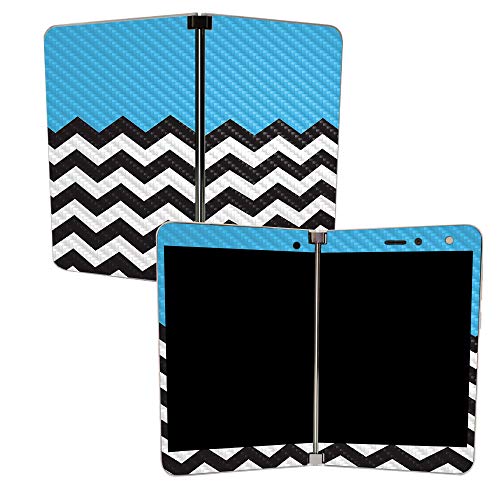 Image of MIGHTY SKINS MightySkins Carbon Fiber Skin for Microsoft Surface Duo - Baby Blue Chevron | Protective, Durable Textured Carbon Fiber Finish | Easy to Apply | Made in The USA