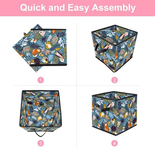 Cube de rangement en tissu durable motif chien bleu finitions soignées maison - 6