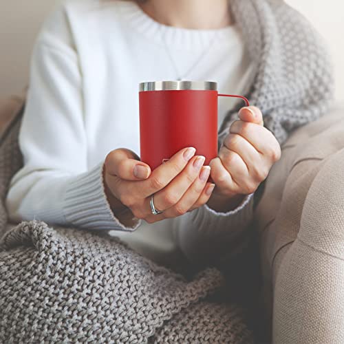Wetoweto 14 Oz Coffee Mug, Vacuum Insulated Camping Mug With Lid, Double Wall Stainless Steel Travel Tumbler Cup, Coffee Thermos Outdoor, Powder Coated Harvest Red #TOP5