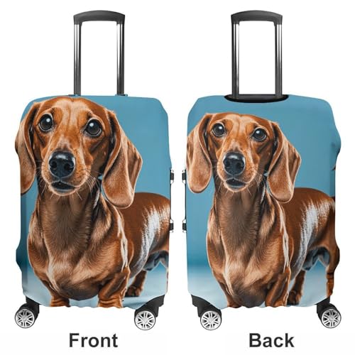 Dachshund Weiner Pet Dog Luggage Cover, Washable Elastic Suitcase Cover Protector Fit 18-32 Inch Luggage3