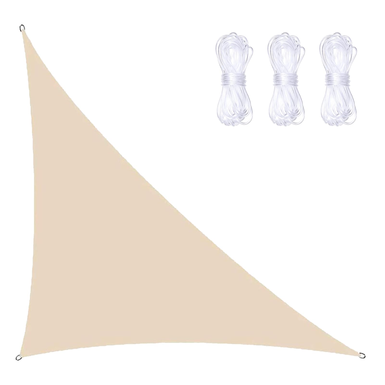 Voile d'ombrage triangulaire avec 3 cordes - Imperméable - Bloque les UV - Angle droit - Pour terrasse - Beige - 5 x 5 x 7 m