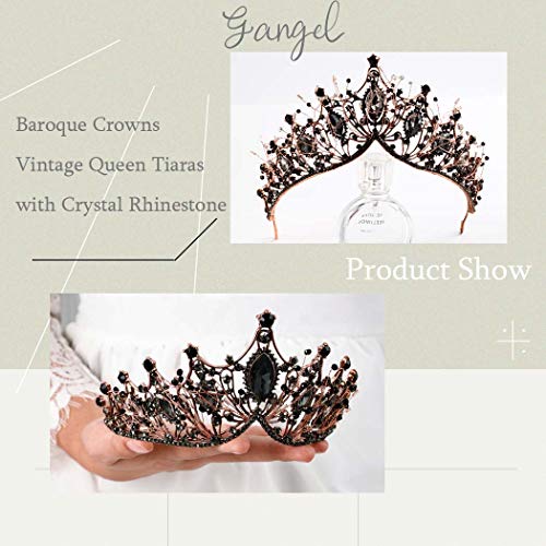 Tiara de cristales negros brillantes para peinados de noche y bodas 4