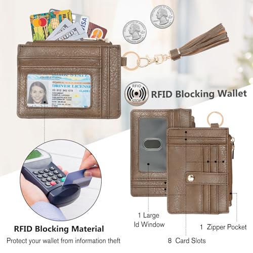 Image of KNGITRYI Small Wristlet Wallets for Women RFID Credit Card Holder Wallet Keychain Wristlet Wallet Credit Card Wallets for Women (Clay Brown)