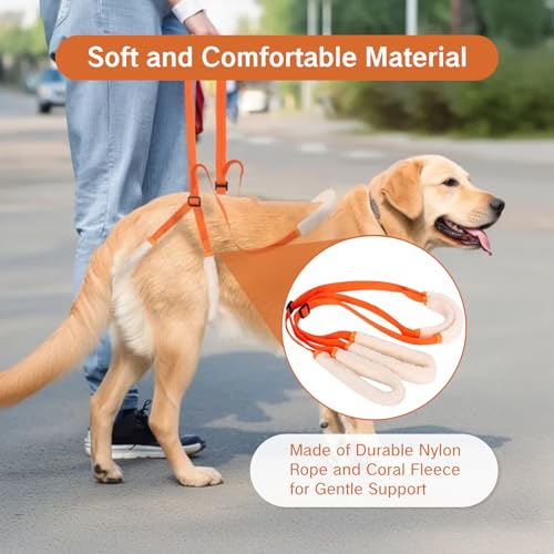 Image of Sling for Dogs Back Legs Rear Support Harness for Paralyzed or Handicapped Pets Assistance Lift Slings for Hind Leg Mobility Small Dog Handicap Supplies for Joint Injuries and Stability (Orange)