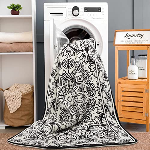 Linromia Boho Area Rug, Persian Floral Christmas Area Rug Soft Faux Wool Bedroom Rug Bohemian Washable Accent Rug Mat Indoor Outdoor Non-Slip Throw Carpet For Living Room Dining Red (60×90Cm) #TOP6